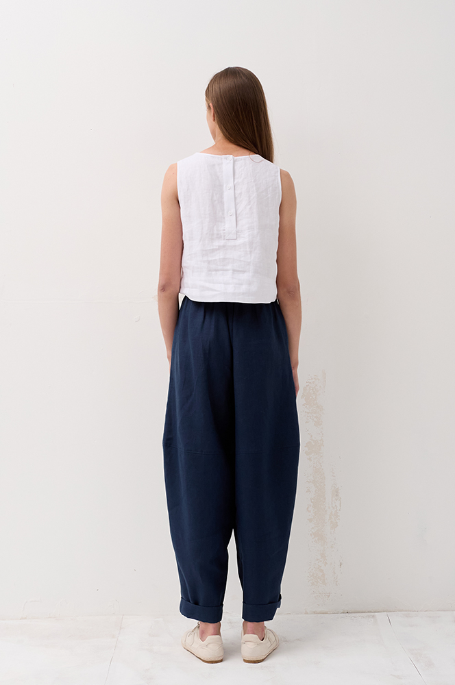 Штани льон бохо синій (БР 80)